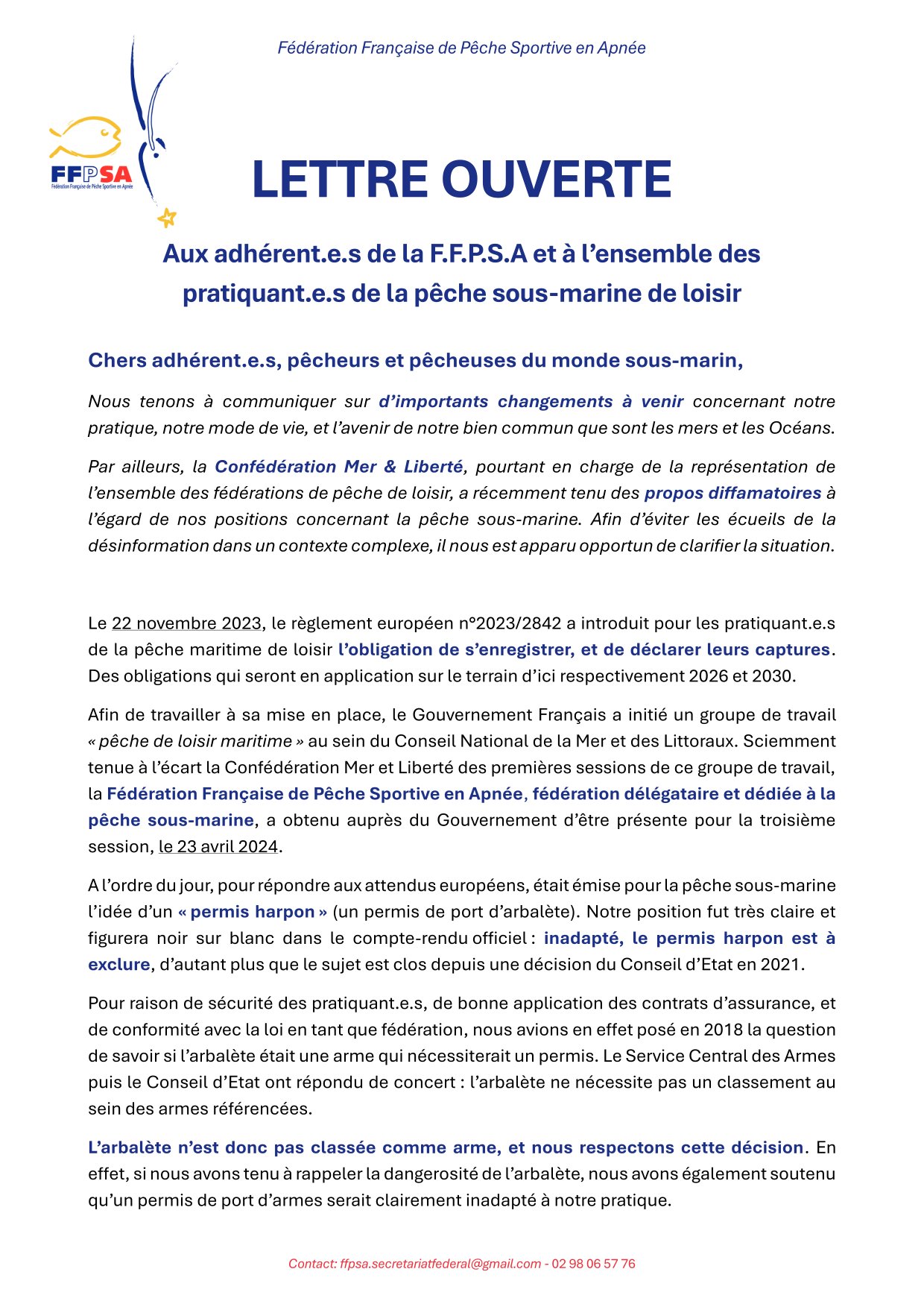 [INFORMATION AUX ADHERENTS FFPSA] Lettre ouverte - FFPSA - Chasse sous ...